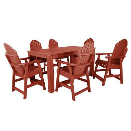 Highwood Usa Hamilton 7pc Rectangular Counter Height Outdoor Patio Furniture Dining Set 72 x 42 AD-ST7HM2CO4BA-RED
